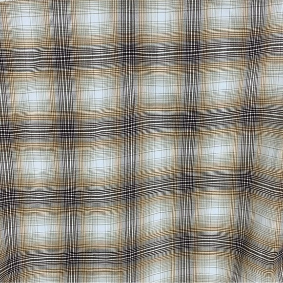 Swiss Tech Mens Small Beige Brown Plaid Short Sleeve Snap Button Western - Picture 9 of 10